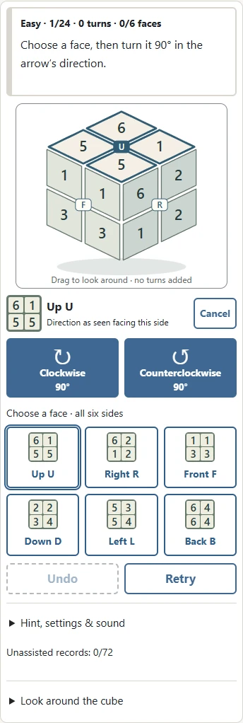 Match the numbers on all six faces