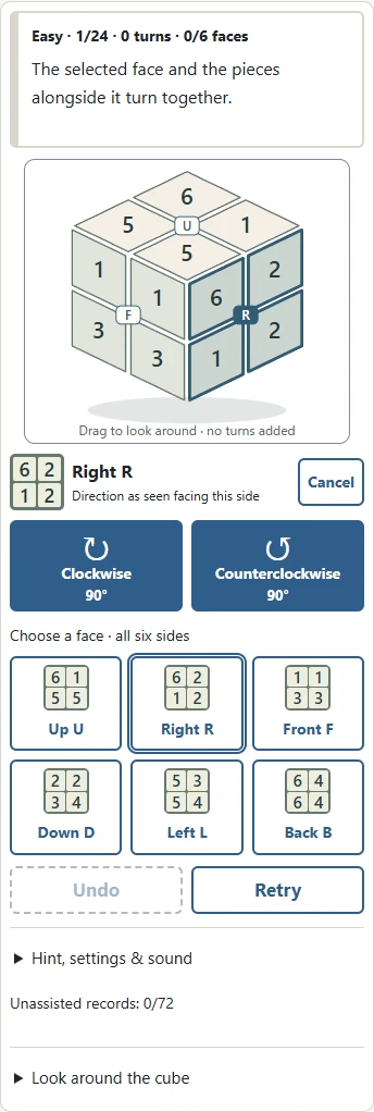 Choose a face and a quarter-turn direction