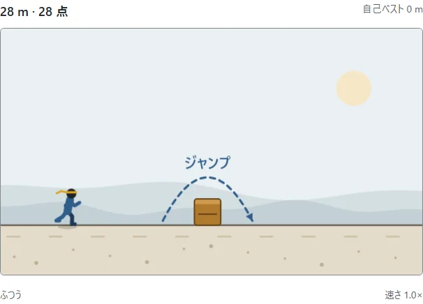①走者は自動で進みます。②地上のブロックはジャンプで越えます。